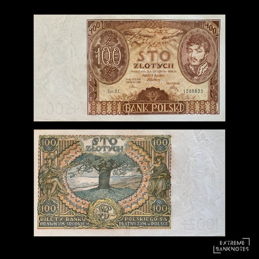 Poland 100 Zlotych 1934 P-75 XF – front and back