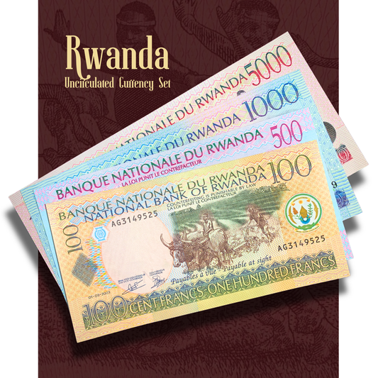 bundle of Rwanda UNC banknotes