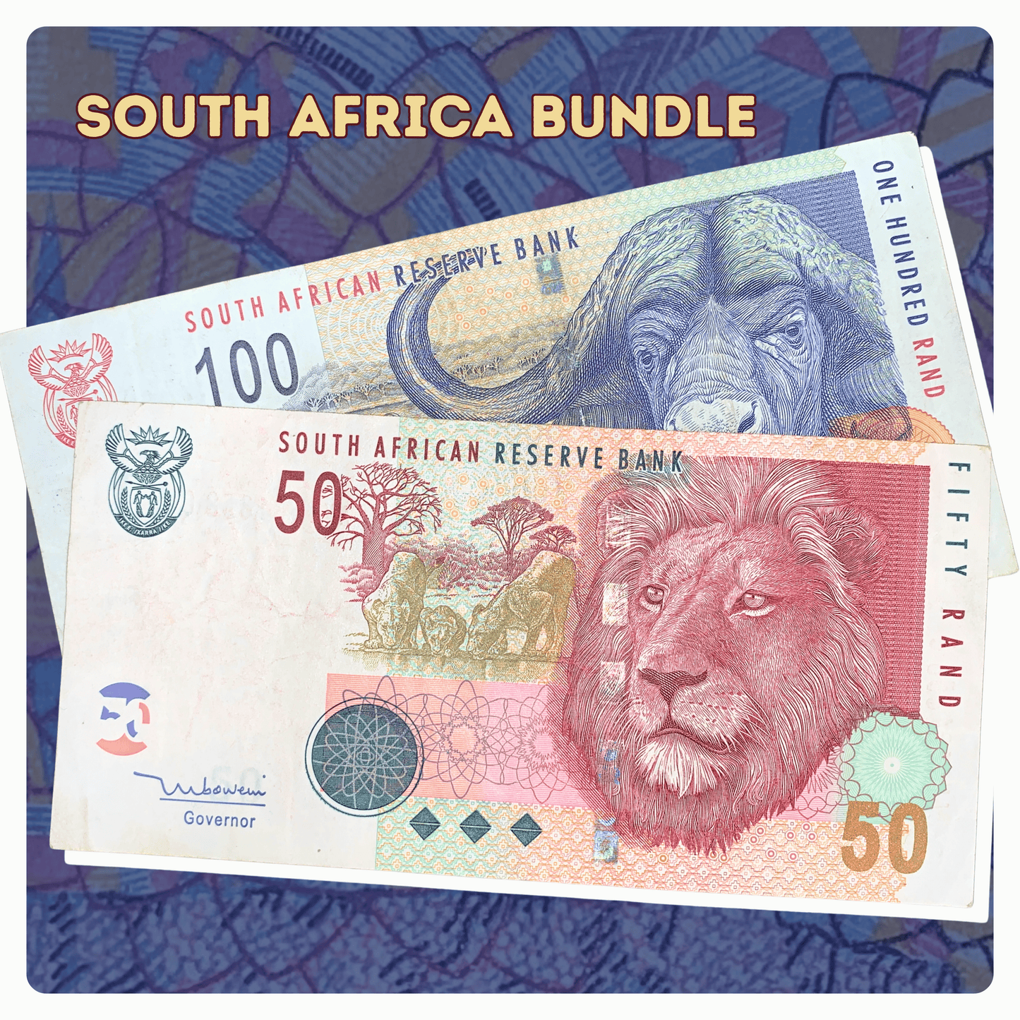South African Big Five Wildlife Banknote Pair