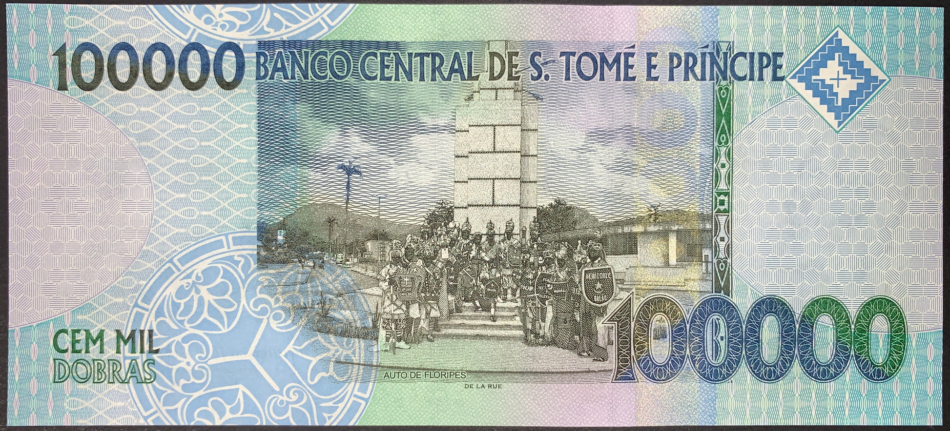 back of São Tomé and Príncipe 100000 Dobras 2013 P-69c collectible african banknote