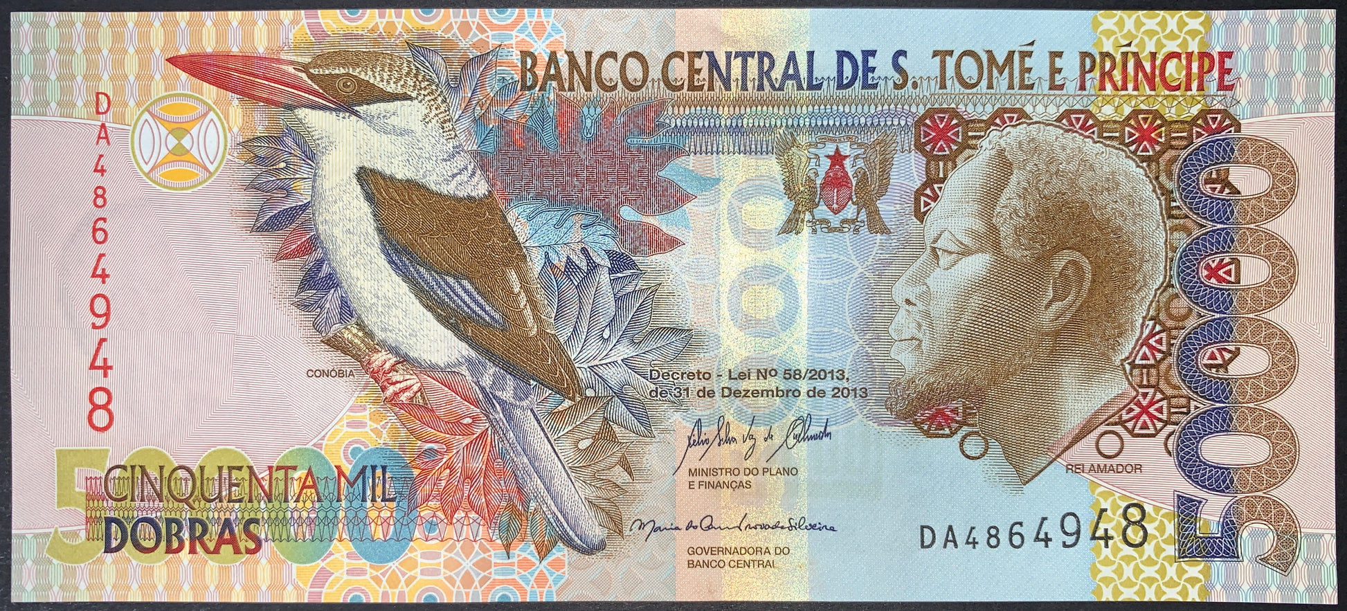 front of 50000 Dobras 2013 P-68e collectible african banknote