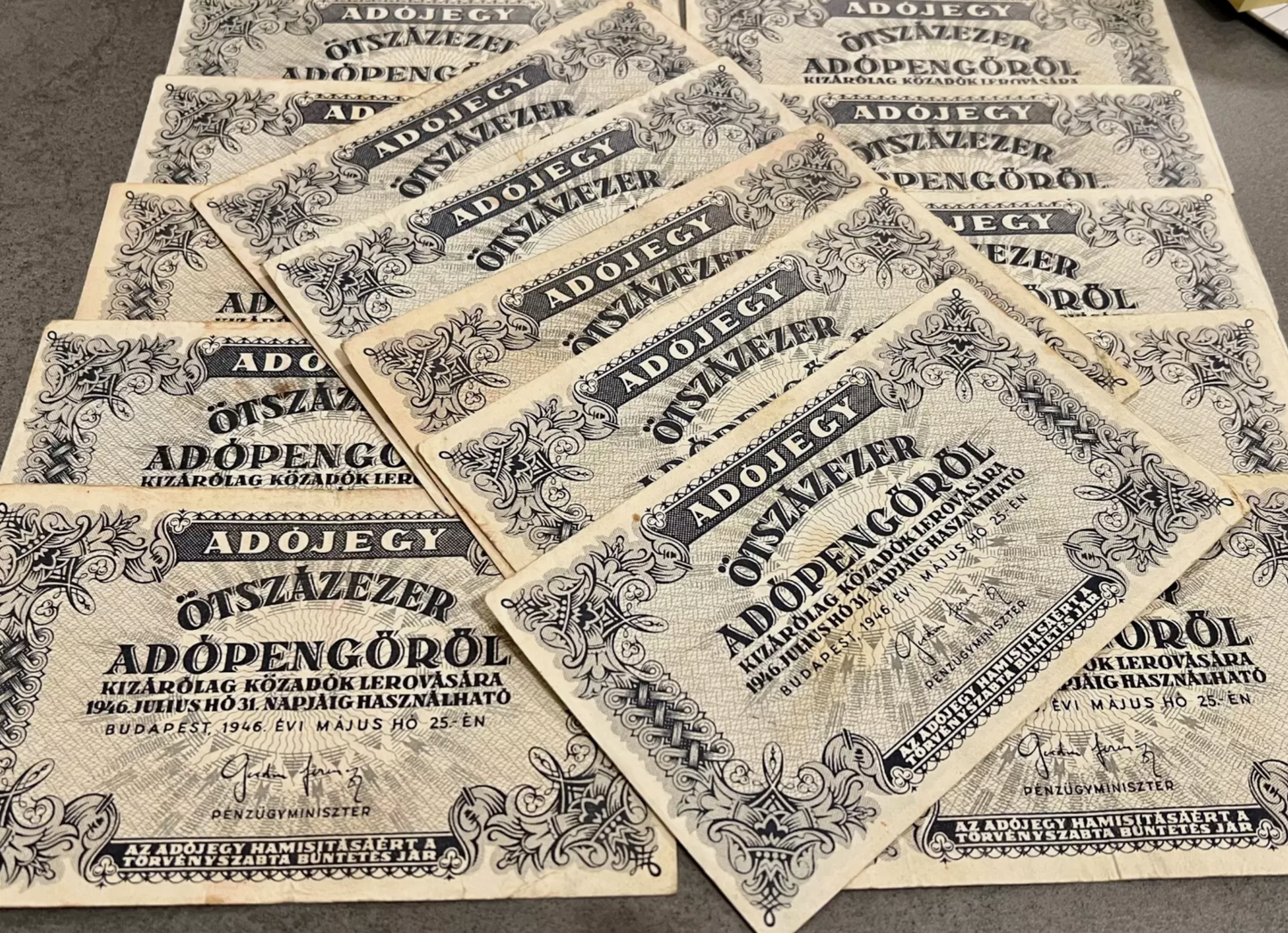 15pcs Hungary 500,000 adopengo inflation banknote 1946 Very Fine p-139 Genuine
