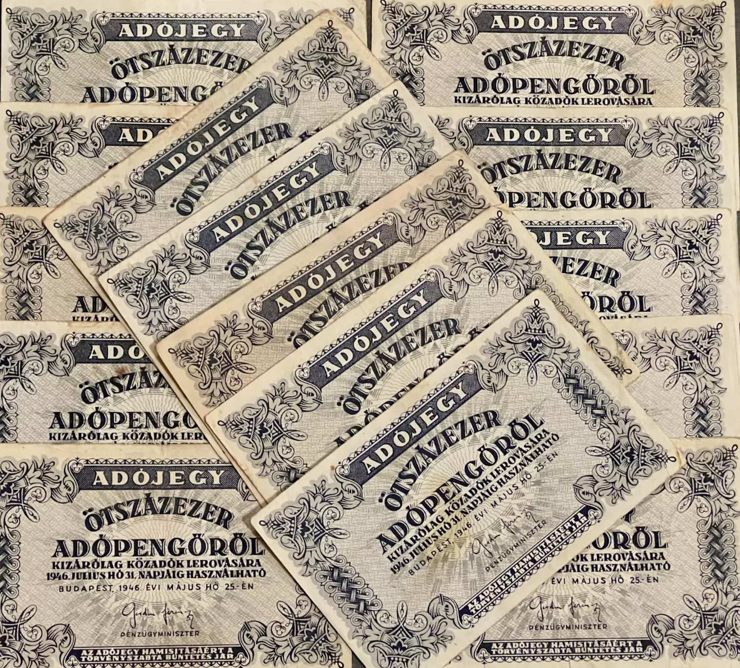 15pcs Hungary 500,000 adopengo inflation banknote 1946 Very Fine p-139 Genuine