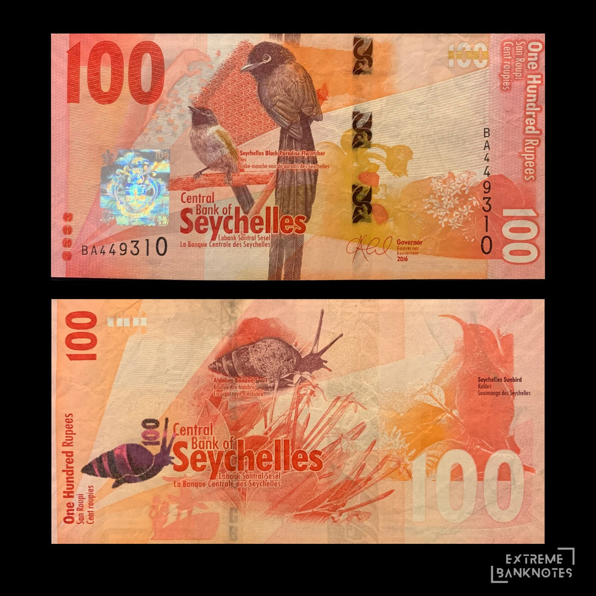 Seychelles 100 Rupees 2016 P-50 VF – front and back