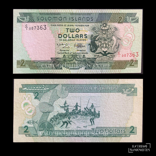 Solomon Islands 2 Dollars 1997 P-18 VF – front and back