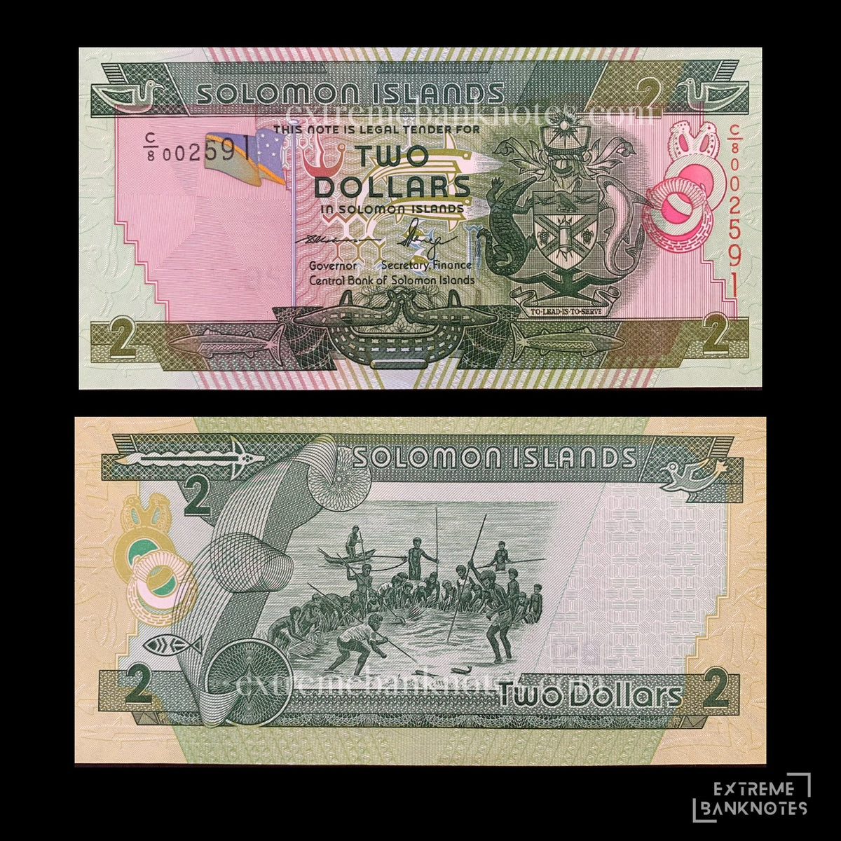 Solomon Islands 2 Dollars ND (2011) P25 UNC – front and back