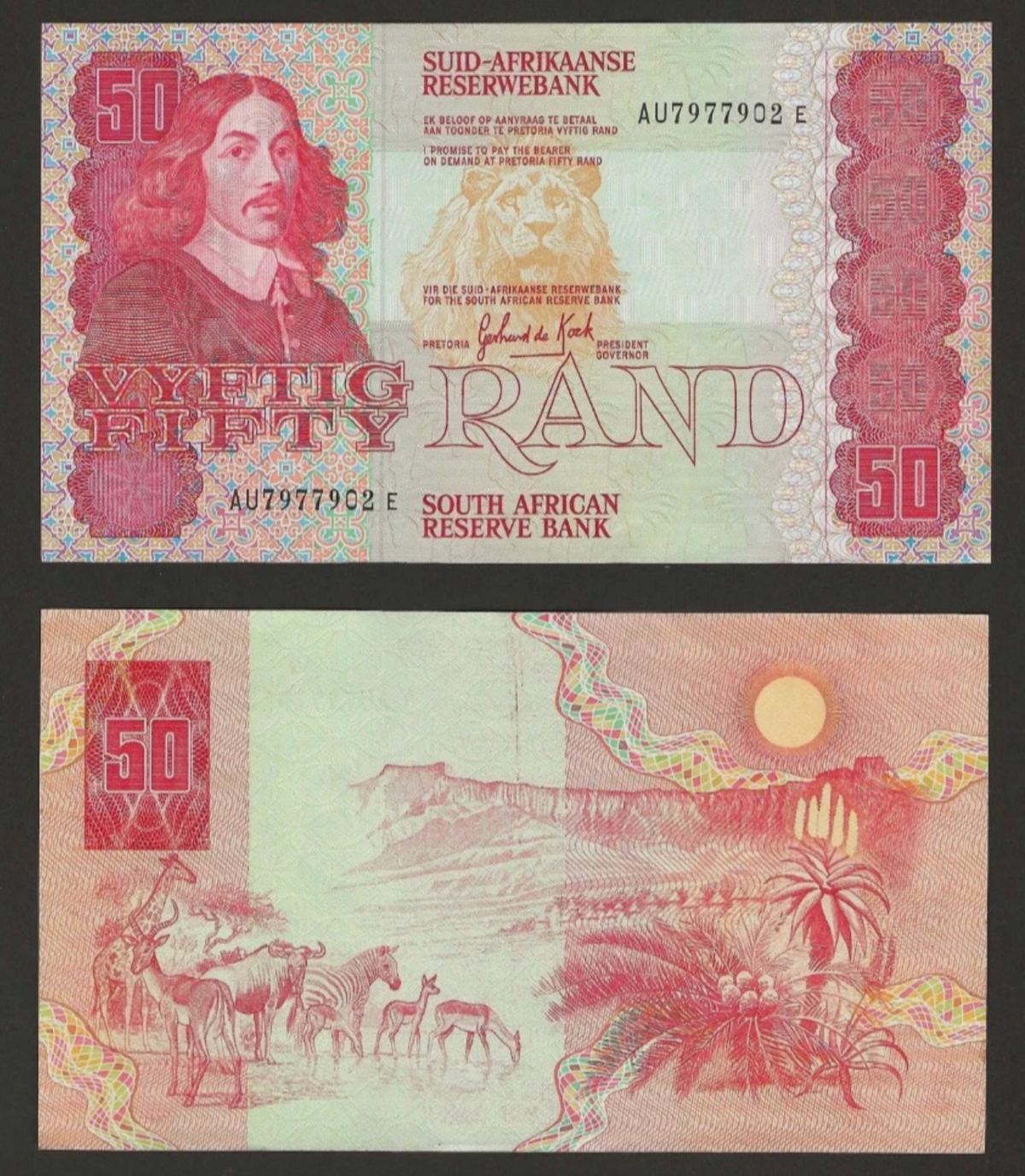 South Africa 50 Rand 1984 P-122a Signature 6 de Kock collectible banknote