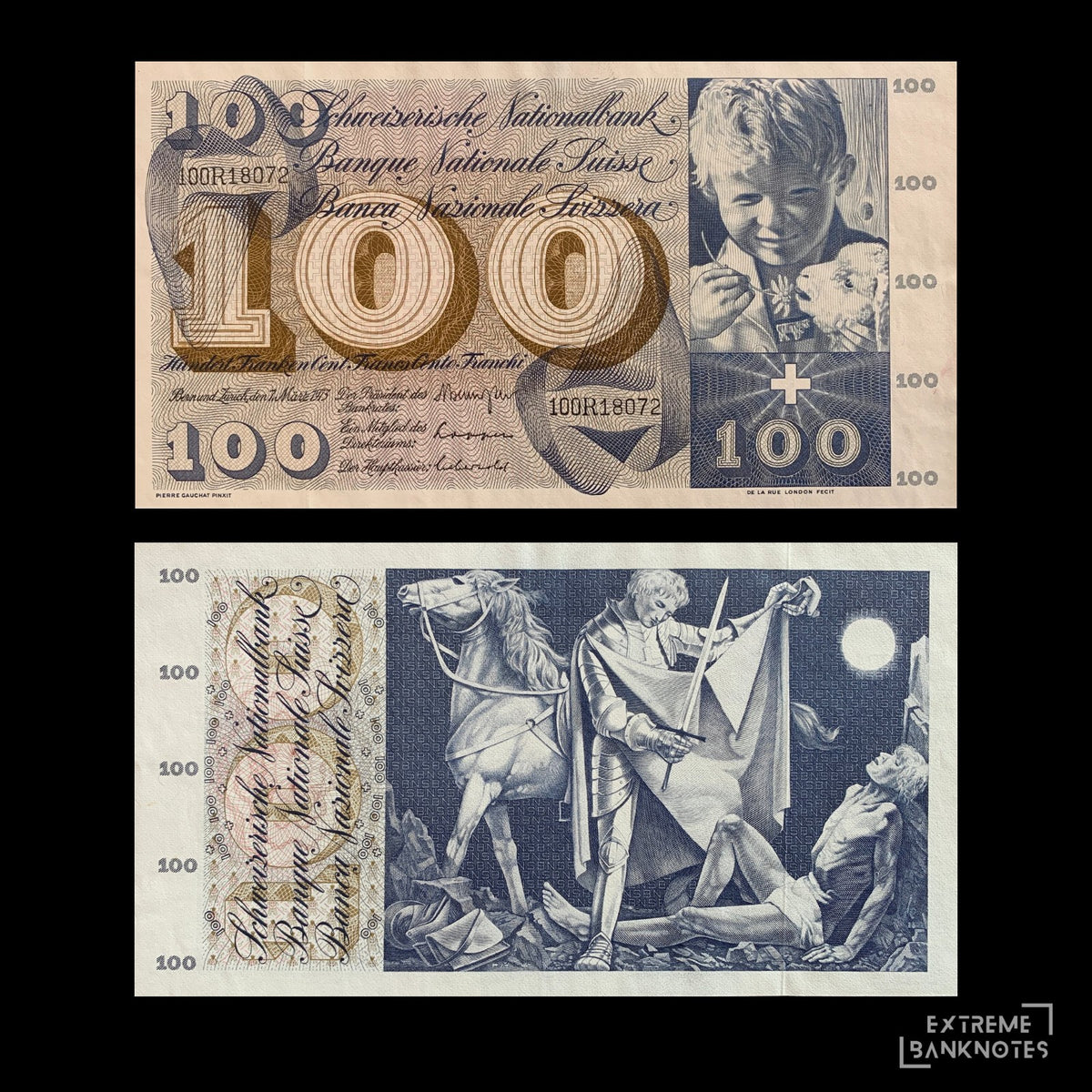 Switzerland 100 Francs 1973 P-49o UNC – front and back