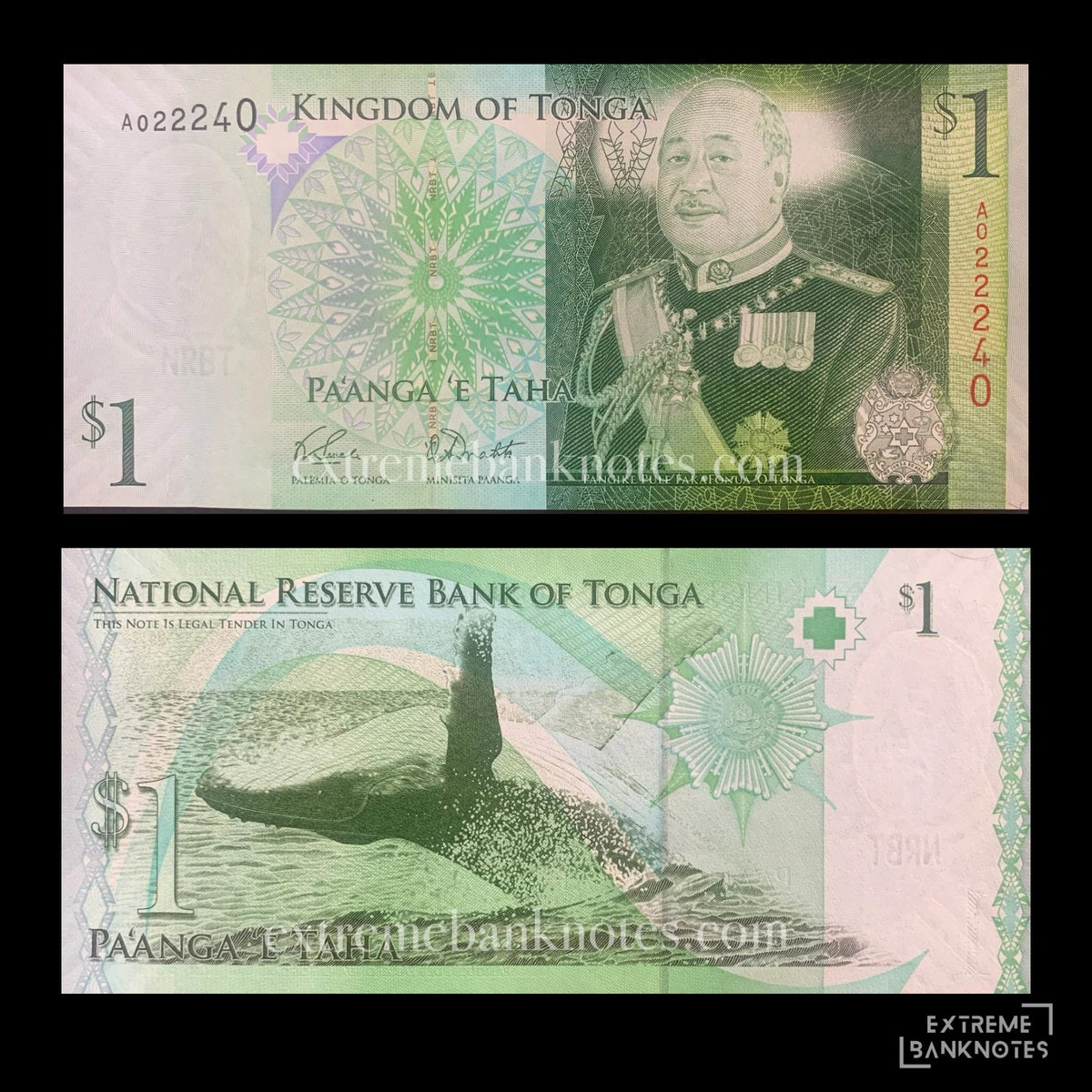 Tonga 1 Pa'anga 2009 P-37 UNC Prefix A – front and back