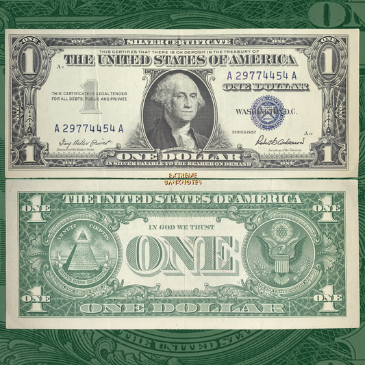 front and back of US 1 Dollar 1957 P-419 VF collectible vintage american banknote