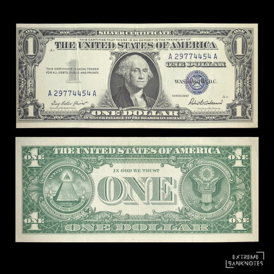front and back of US 1 Dollar 1957 P-419 VF collectible vintage american banknote