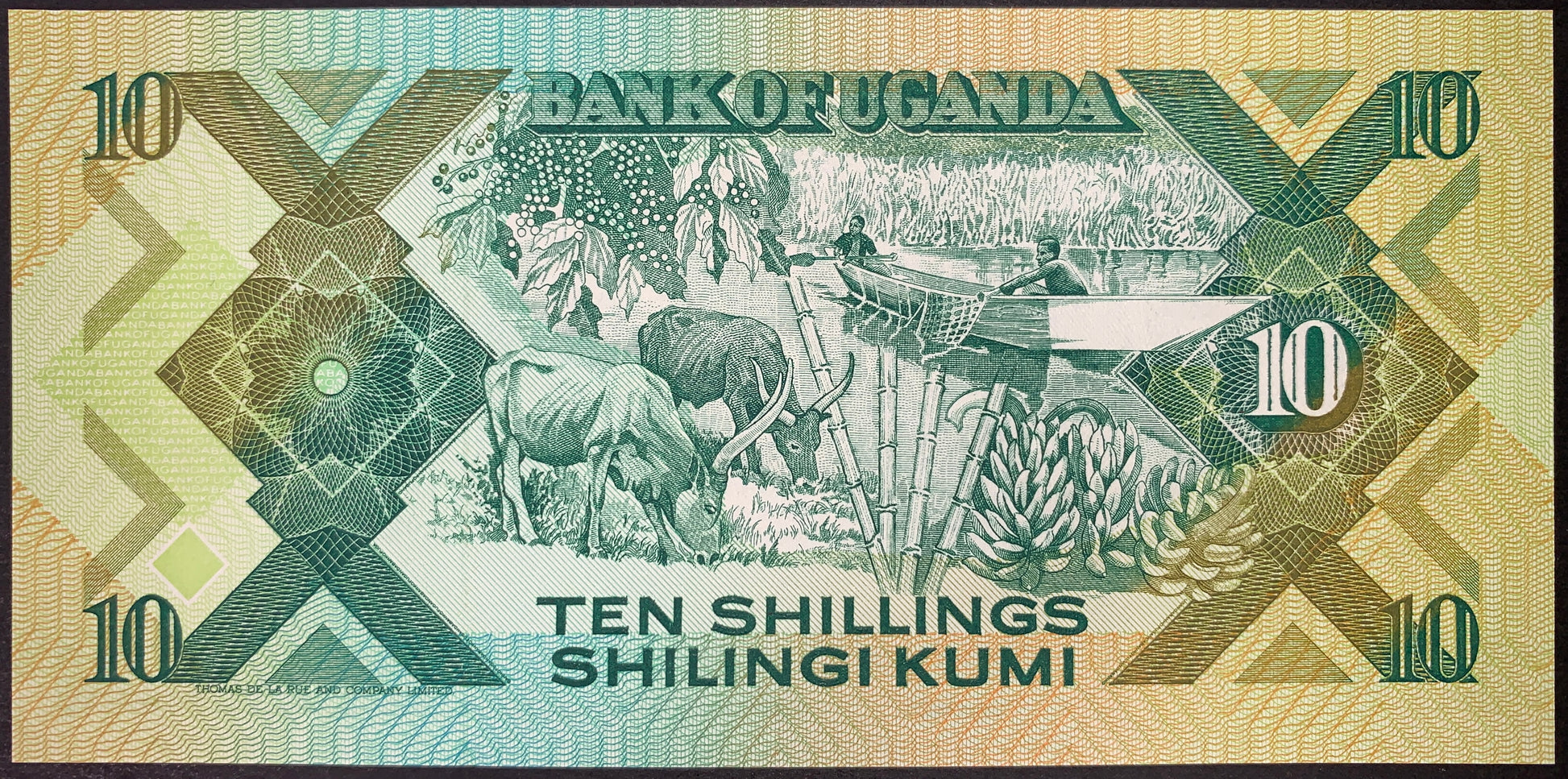 back of Uganda 10 Shillings 1987 P-28 collectible vintage african banknote