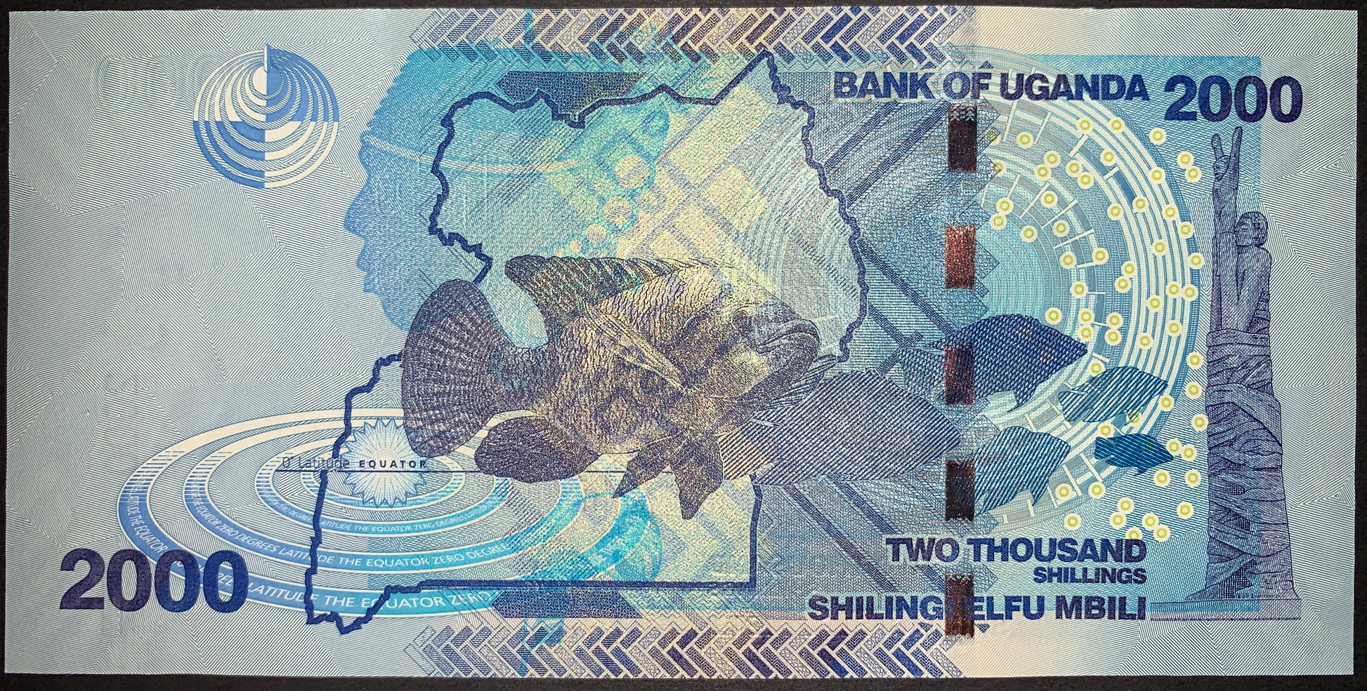 back of Uganda 2,000 Shillings 2010 P-50a collectible modern african banknote