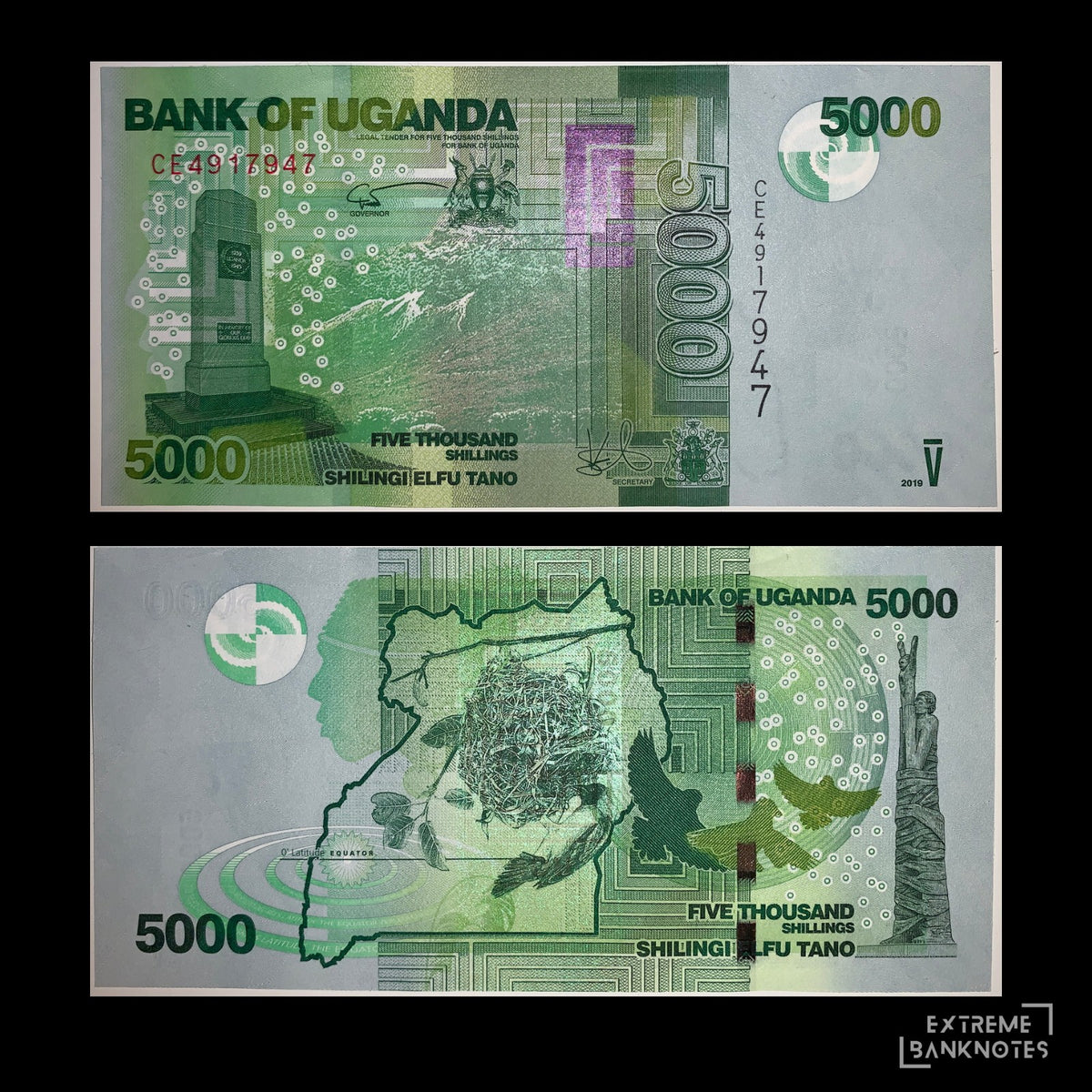 Uganda 5000 New Shillings 2019 P-51f UNC – front and back