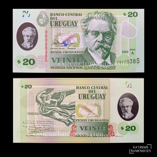 Uruguay 20 Pesos Uruguayos 2020 P-101 UNC – front and back