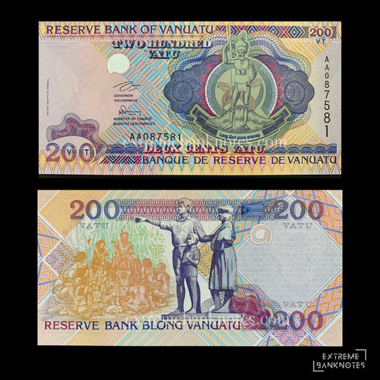 Vanuatu 200 Vatu ND (1995) P-8a UNC prefix AA – front and back