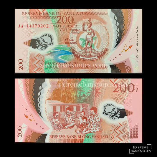 Vanuatu 200 Vatu ND (2014) P-12b UNC prefix AA – front and back