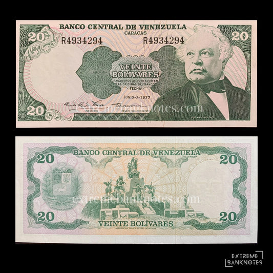 Venezuela 20 Bolivares 1977 P-53b aUNC – front and back