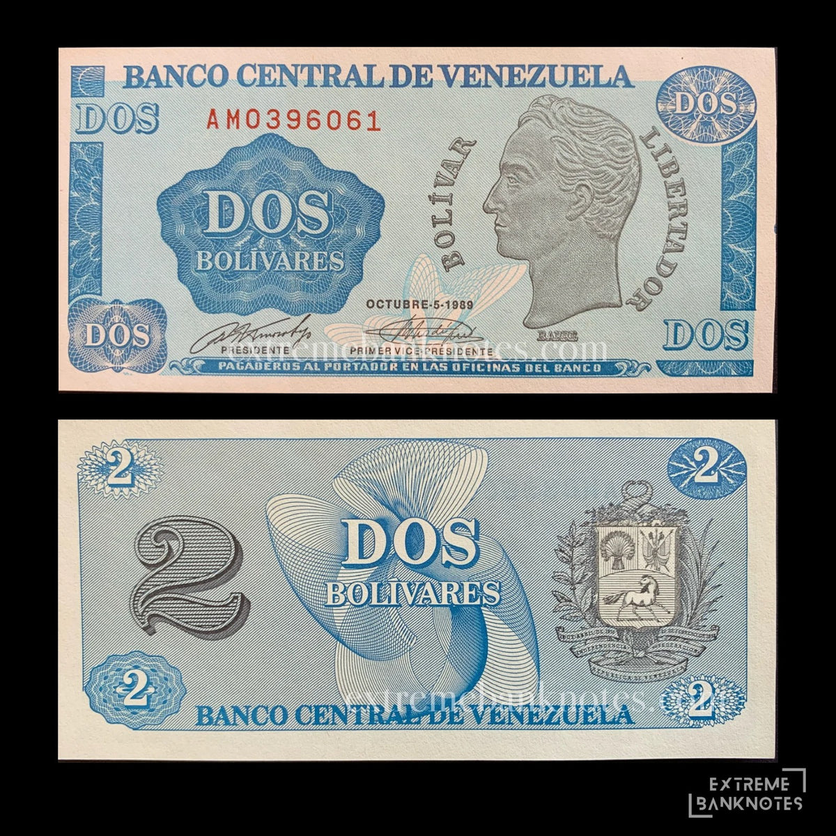 Venezuela 2 Bolivares 1989 P-69 UNC – front and back