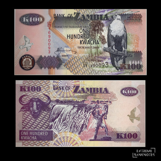 Zambia 100 Kwacha 2006 P-38f UNC – front and back