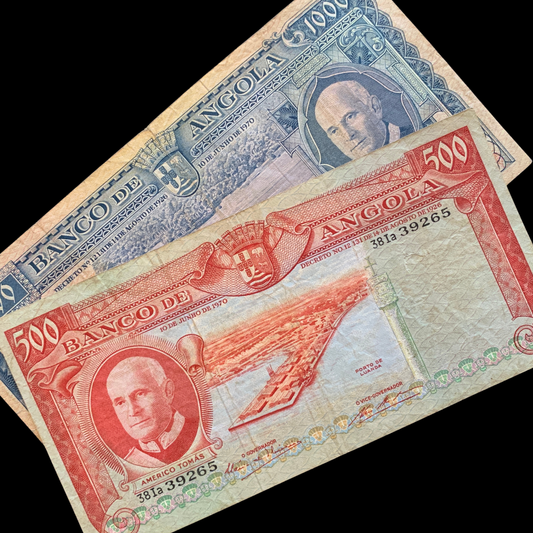 Angola 1970 colonial currency set collectible banknote bundle