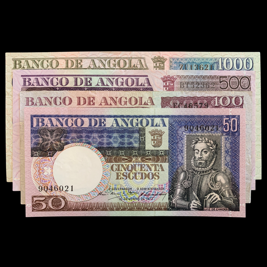 Angola 1973 Escudo Banknote Bundle Vintage Currency Set