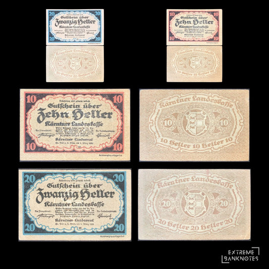 Austria Carinthia 1920 Heller Set – all notes in the bundle