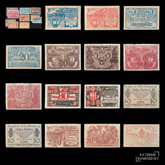 Austria (Upper Austria) Heller Notgeld Bundle – all notes in the bundle