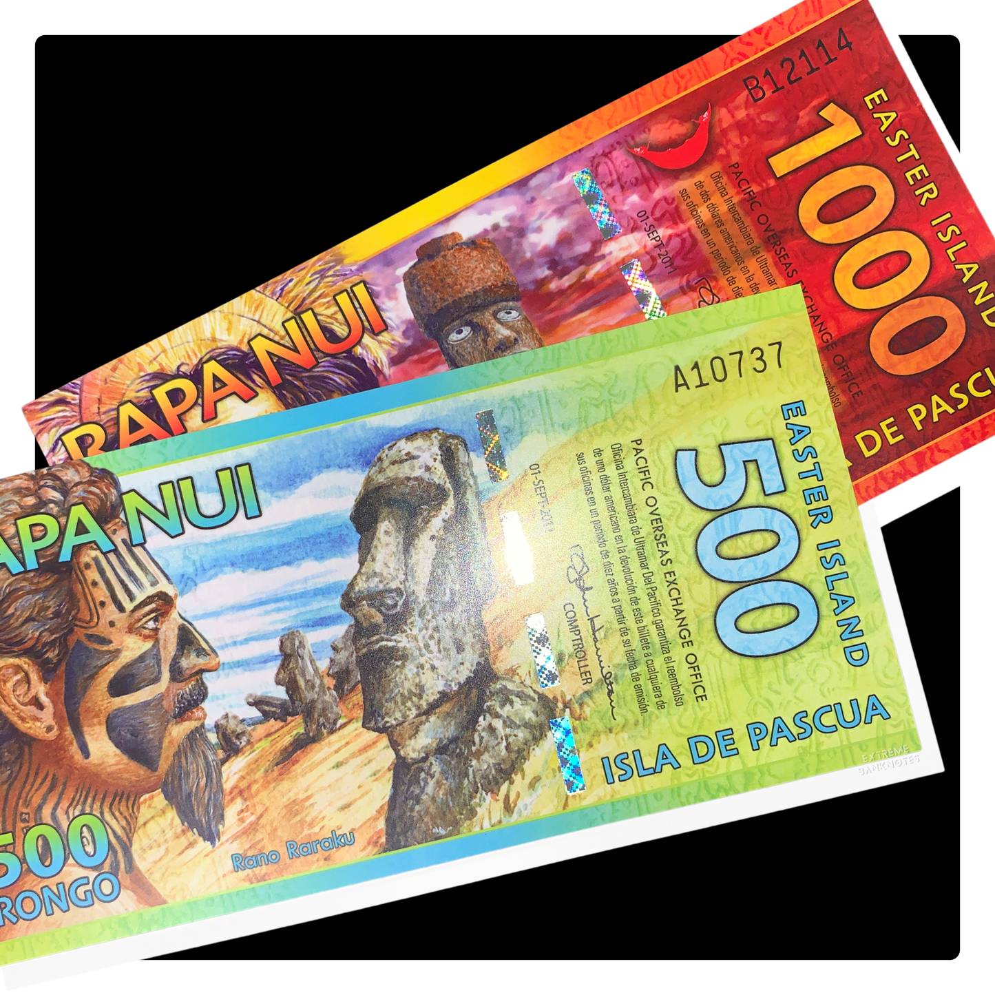 Easter Island UNC Rongo Banknote Pair