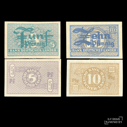 Germany 5 & 10 Pfennig 1948 – Pair – all notes in the bundle