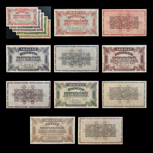 Hungary Adópengő Set – all notes in the bundle