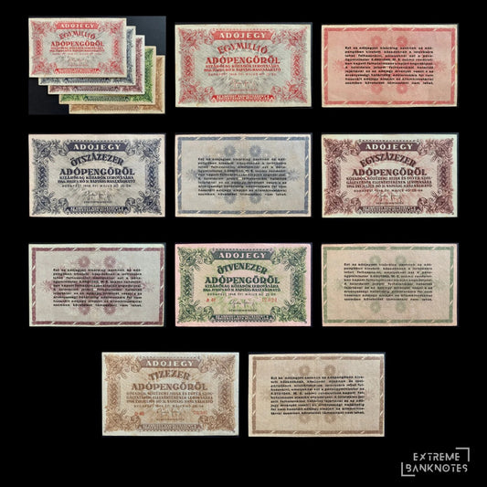 Hungary Adópengő Set – all notes in the bundle