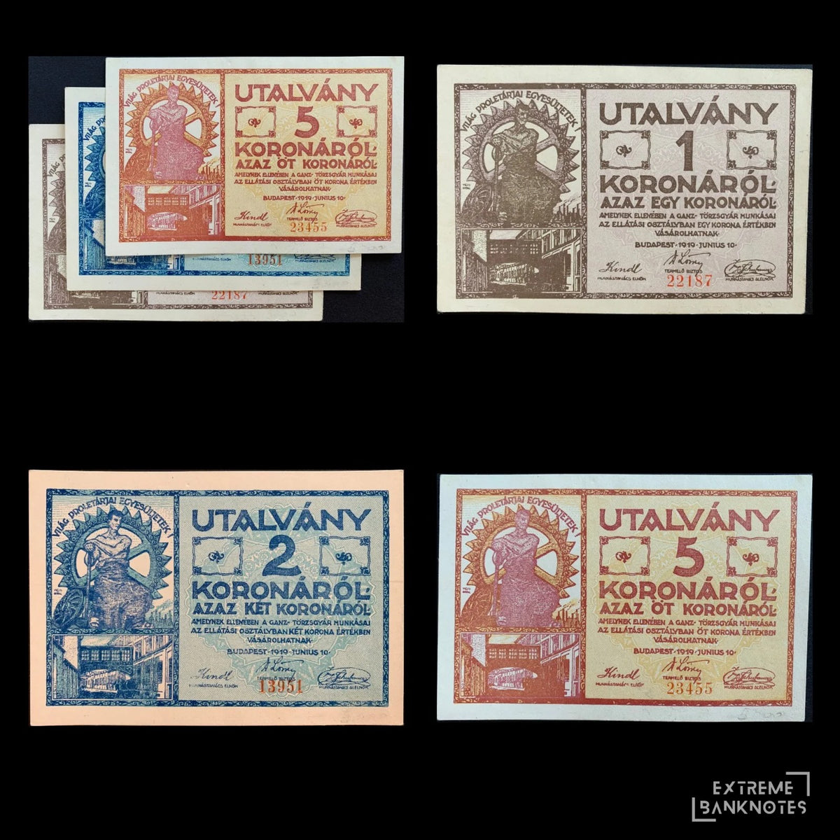 Hungary Korona Local Voucher Set (Budapest) – all notes in the bundle