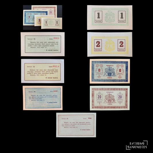 Hungary Korona Local Voucher Set (Miskolc) – all notes in the bundle