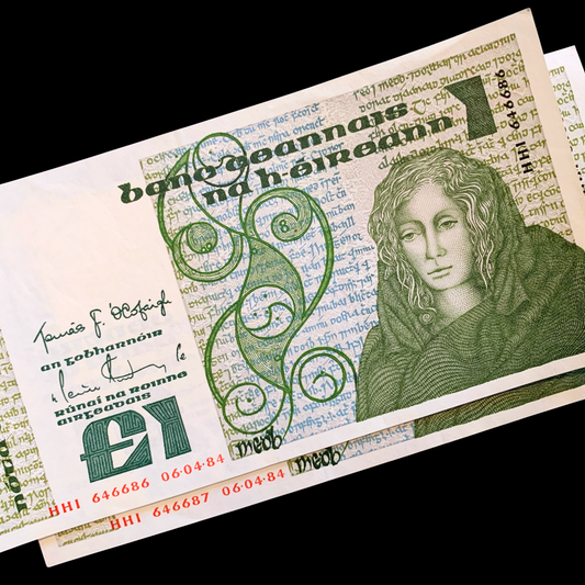 Ireland 1 Pound 1984 P-70c AUNC Consecutive Banknote Pair
