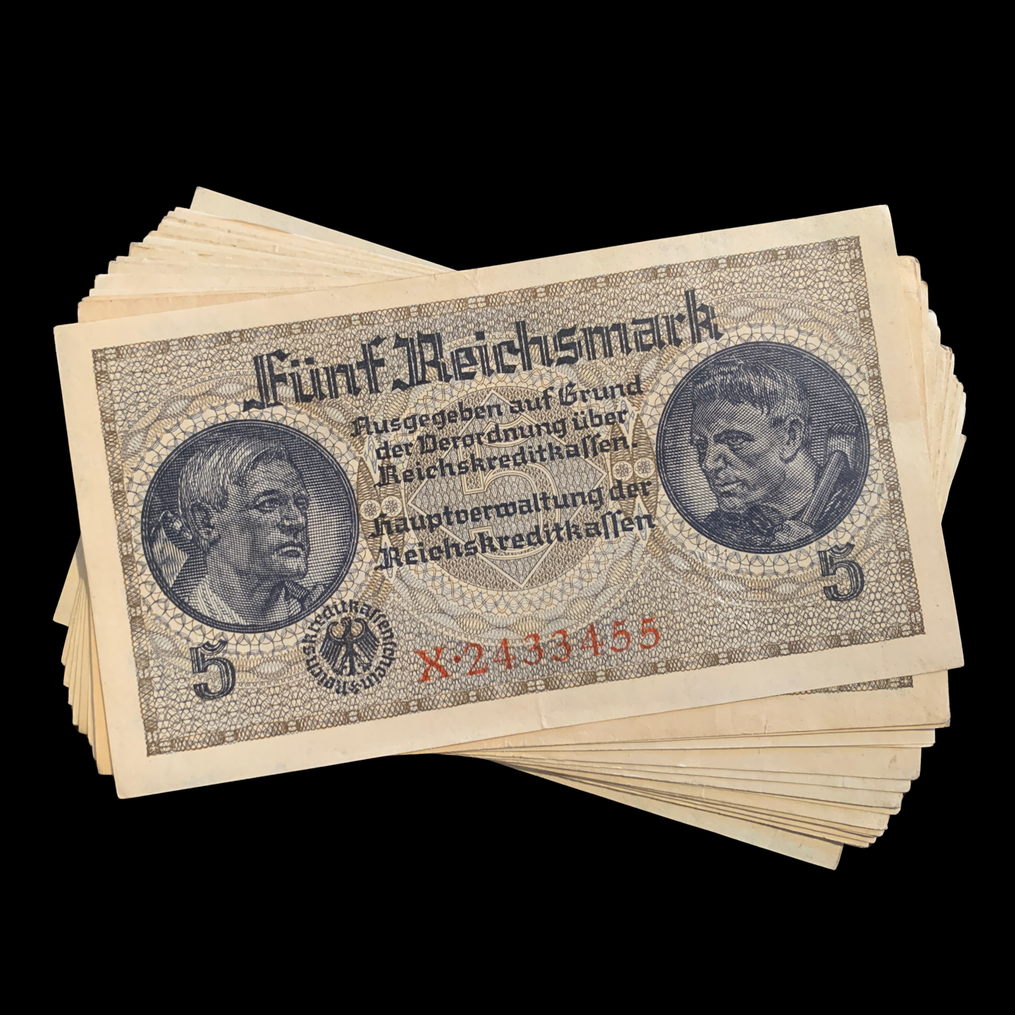 Germany 5 Reichsmark ND (1940-45) P-R138b PREFIX BUNDLE
