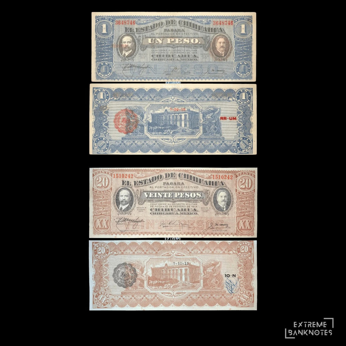 Mexico 1915 Revolutionary Bundle – all notes in the bundle