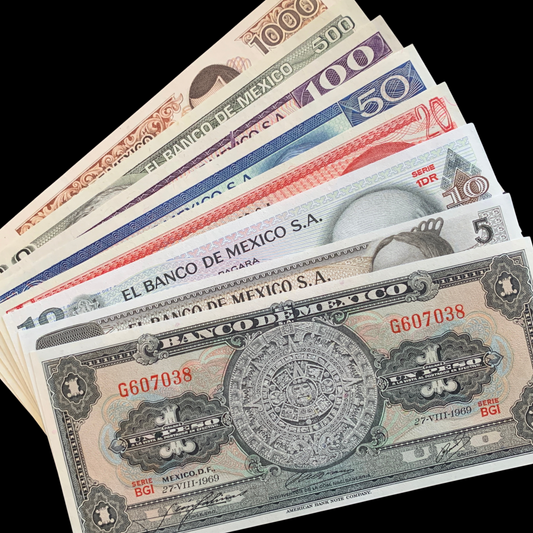 UNC Vintage Banknote Bundle of México Peso Currency