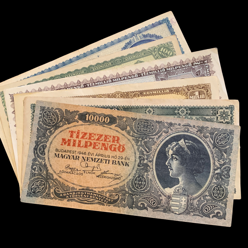 Hungary Milpengő Collectible  Vintage Hyperinflationary Banknote Bundle F-VF 1946