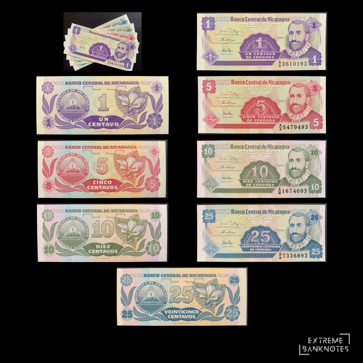 Nicaragua Centavo UNC Bundle – all notes in the bundle