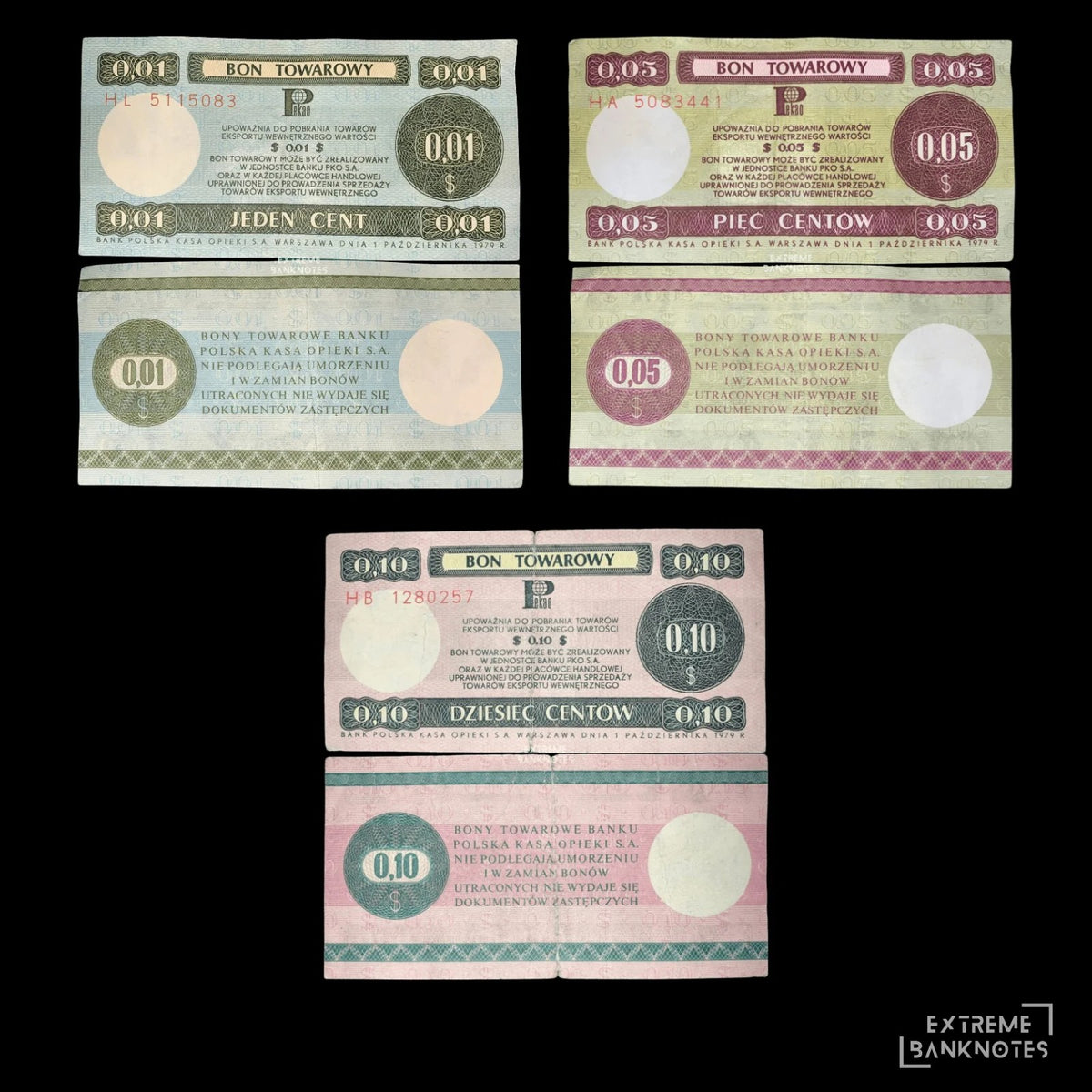 Poland 1, 5, 10 Cents 1979 P-FX34 P-FX36 P-FX37 – Bundle – all notes in the bundle