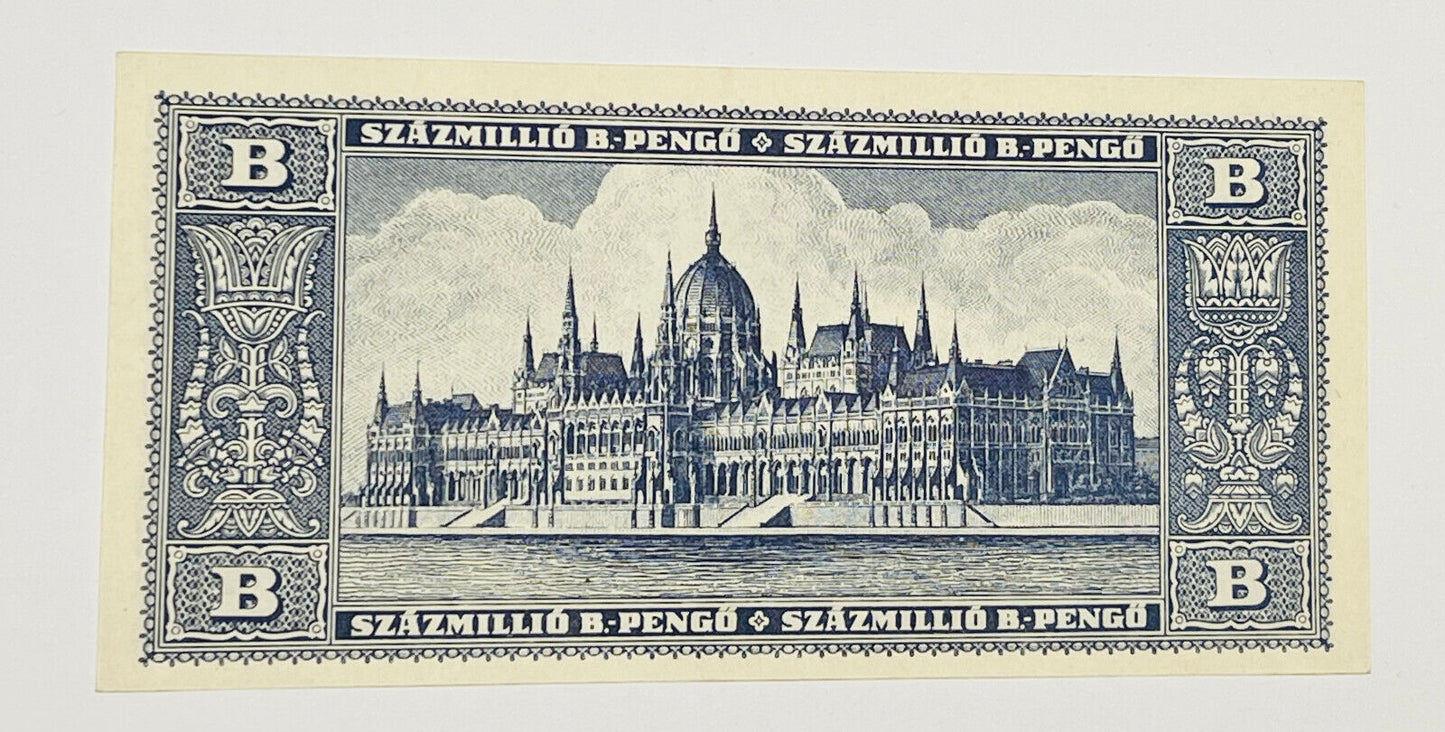 MAGYARORSZÁG 100 MILLIÓ Szazmillio B-PENGO (100 Quintillion) 1946 P-136