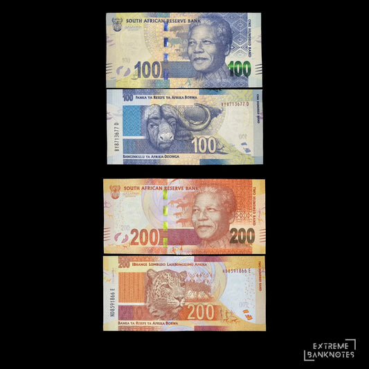 South Africa 100 & 200 Rand Bundle – all notes in the bundle