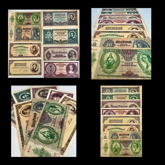 Hungary Pengő Starter Pack – WWII & Inflation Era Collection – all notes in the bundle