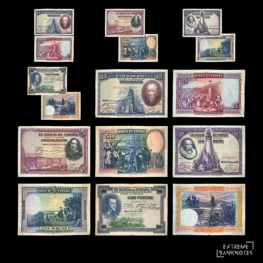Spain Pesetas 1925–1928 – Bundle – all notes in the bundle