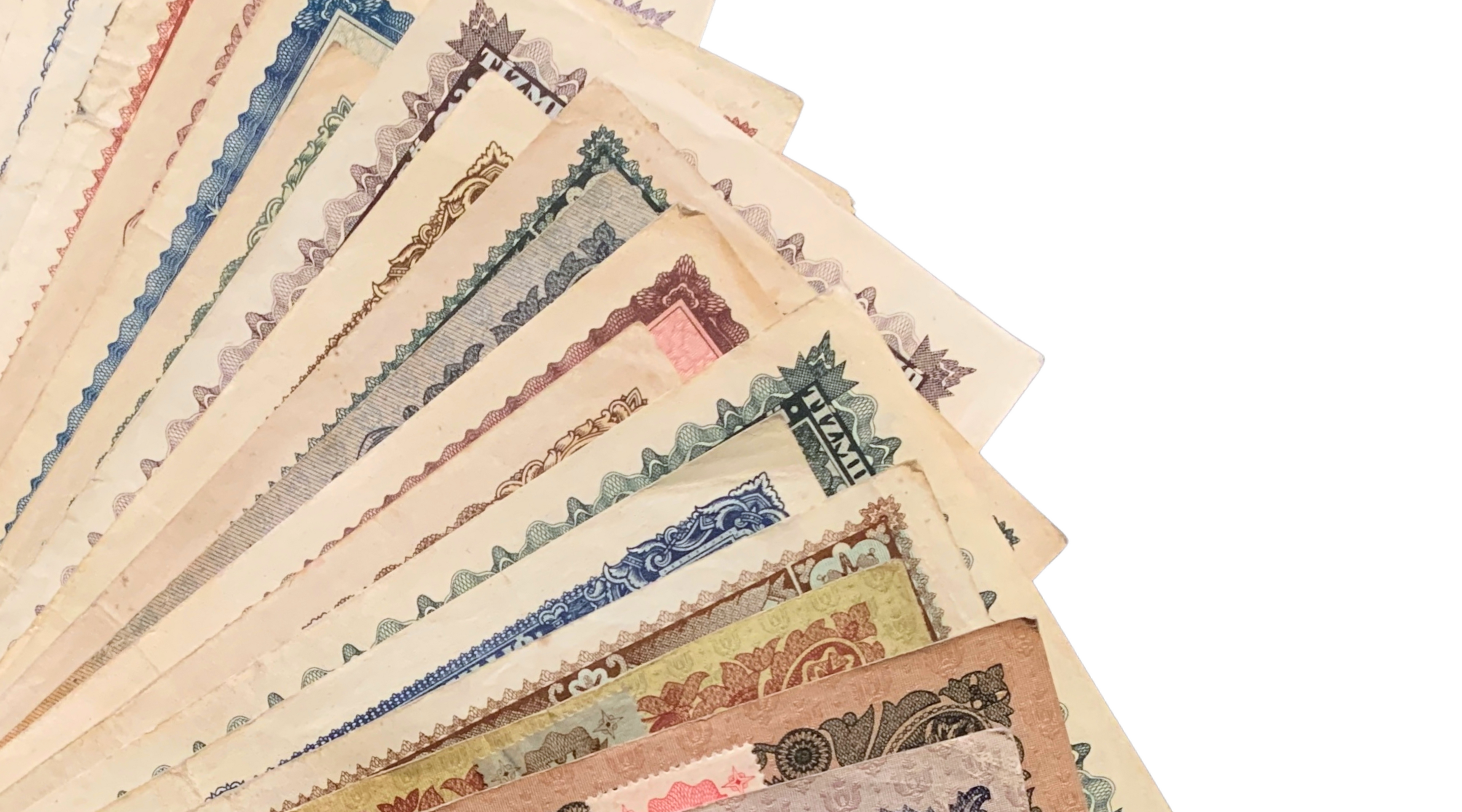 Bundle of collectible vintage banknotes