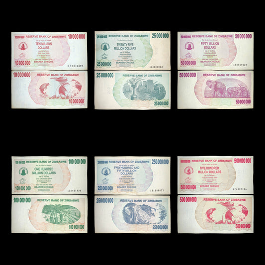 Zimbabwe 2008 Hyperinflation Bearer Cheque Collection – all notes in the bundle